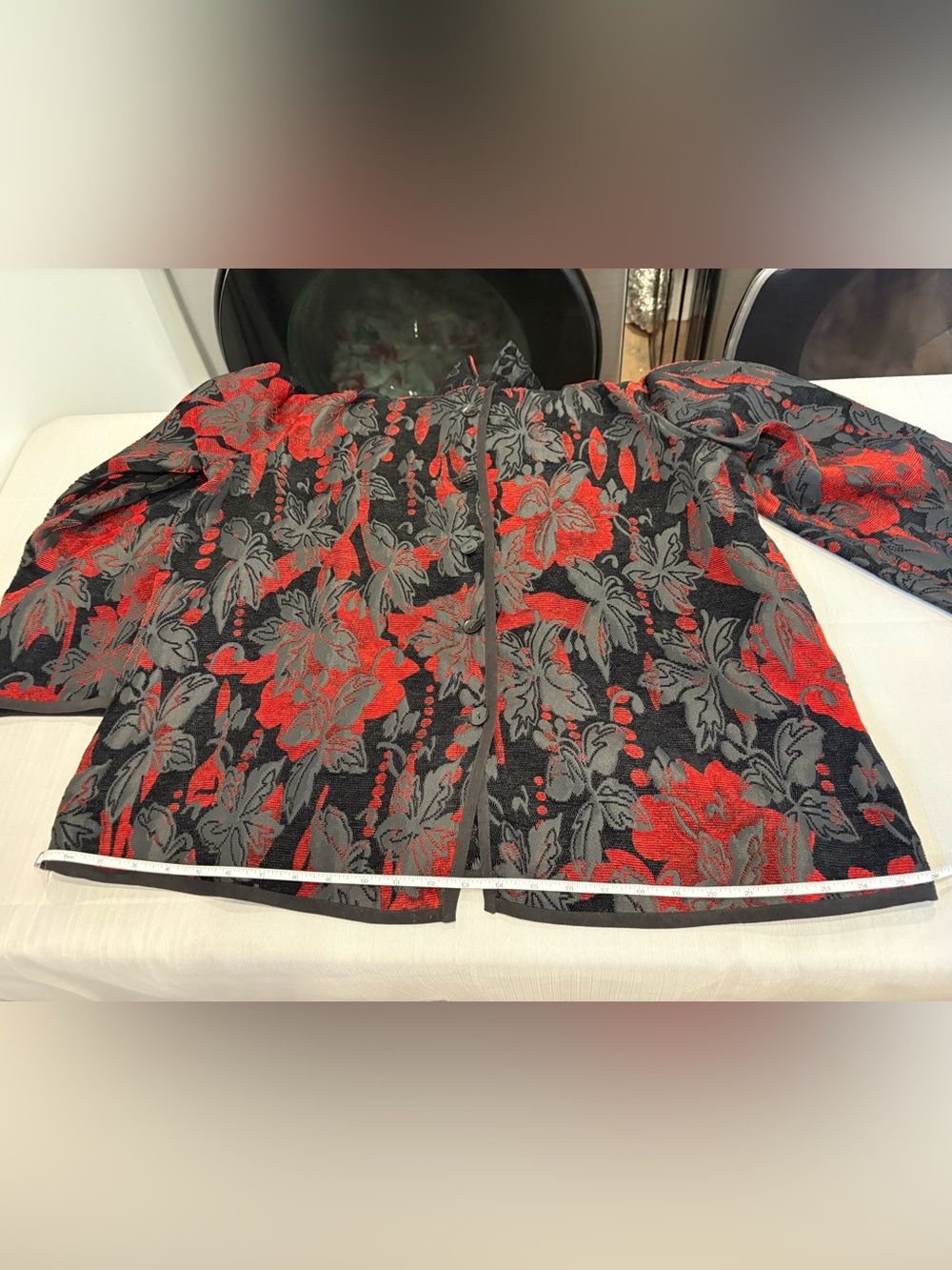 TanJay Black & Red Floral Button-Down Blazer #1253 - Picture 9 of 15